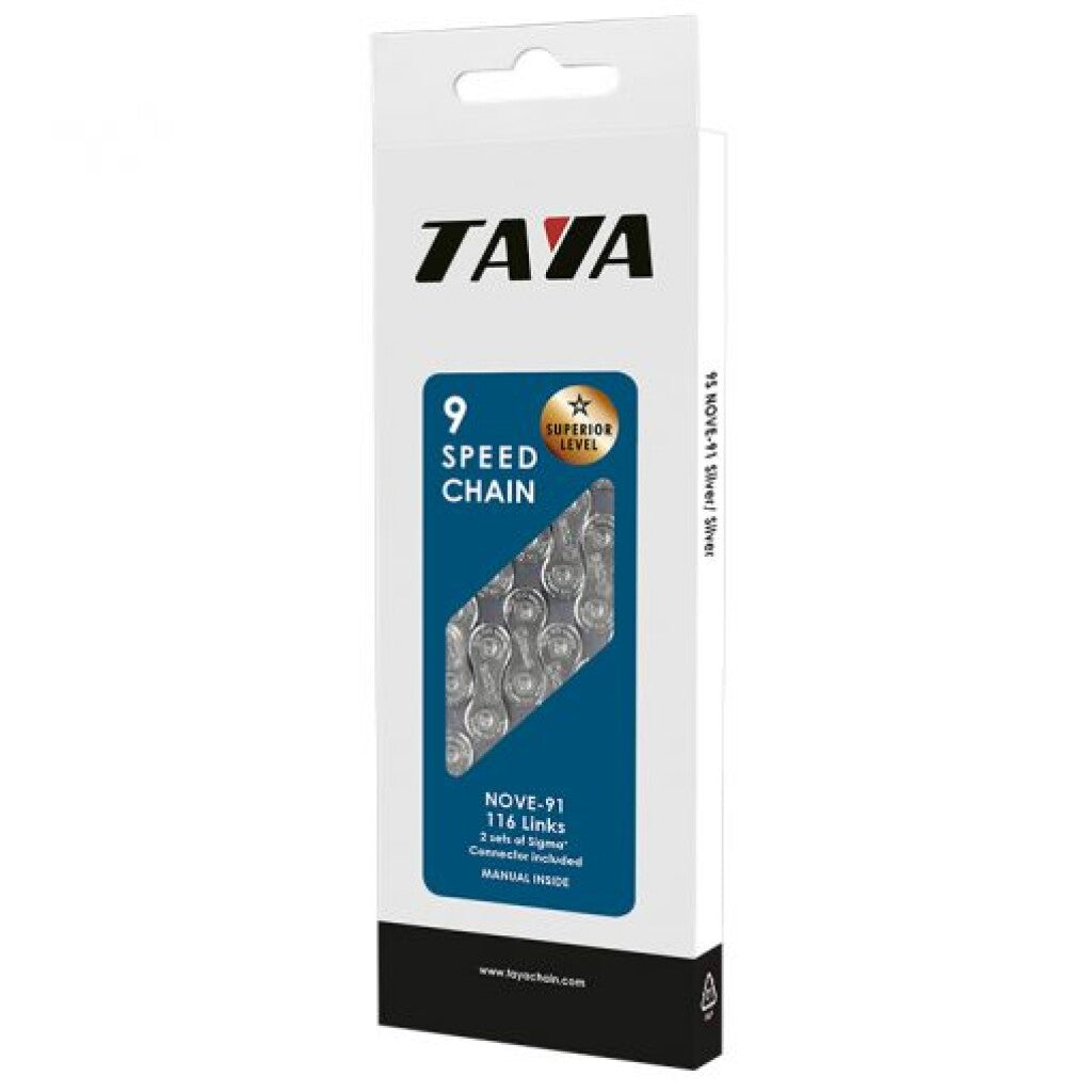 Taya Necklace Nove 9-växlad silver, 1 2x5 64 116L Lämplig för e-cykel (Hanging Pack)