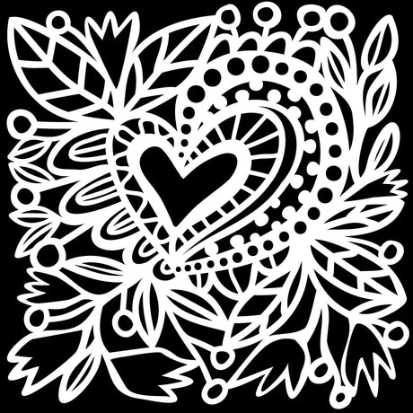The crafter's workshop • stencil botanical heart 30,5x30,5cm