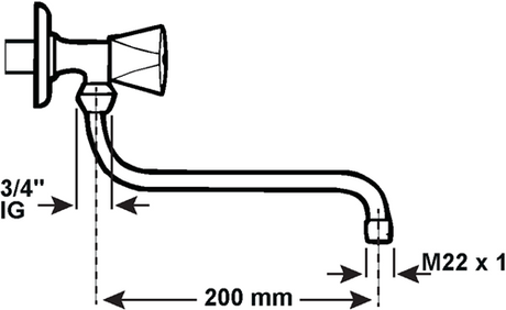 Cornat zwenkuitloop wandkraan s-vorm 200mm - tec351002