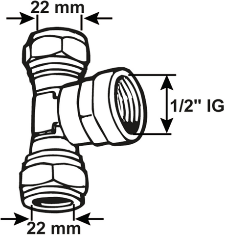 Cornat knelkoppeling ms t-stuk 22x1 2x22mm - tec583696