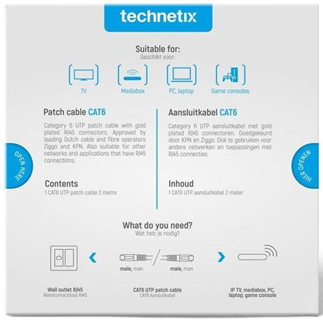 Enzo technetix patchkabel utp cat6 2m wit - 2077000