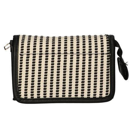 Traveller spiegeltas stripe zwart creme 16.5x11cm