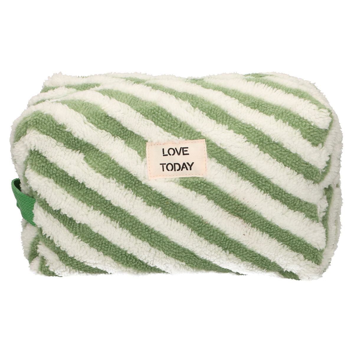 Traveller toilettas badstof stripe groen 23cm x 13cm