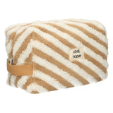 Traveller toilettas badstof stripe bruin 23cm x 13cm