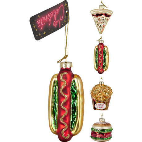 Kersthanger fastfood glas 4 assorti display a 12 stuks