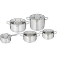 Tefal virtuoso pannenset rvs 5-delig steelpan 16cm kookpannen 18,20 en 24cm hoge kookpan 22cm geschikt ook voor inductie