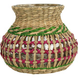 Cosydecor vaas windlicht zeegras met glas h15cm