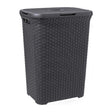 Curver style wasbox met deksel rotanstyle 60 liter antraciet 45x34x62 cm