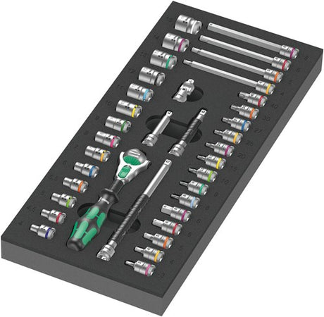 Wera 9720 schuimrubberen inzetstuk met 8000 a zyklop ratel 1 4 set 1, 37-delig - 05150110001