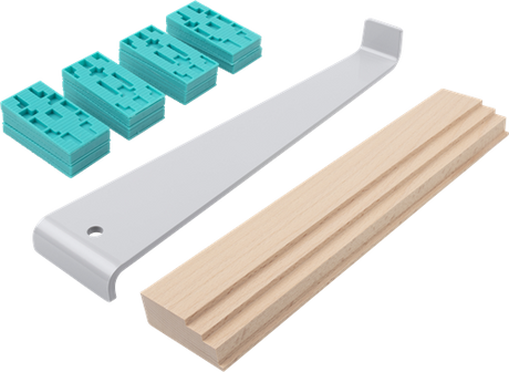 Wolfcraft - laminaat legset - complete set pvc leggen - trekijzer - slaghout - stelwiggen - 22-delig - 6931000