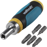 Wolfcraft mini-handschroevendraaier | ratelfunctie | set 6-delig | incl. 5 bits - 1237000