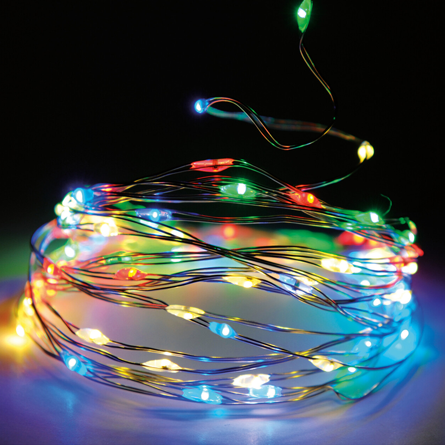 Zilverdraad led multicolor 80 leds 790cm