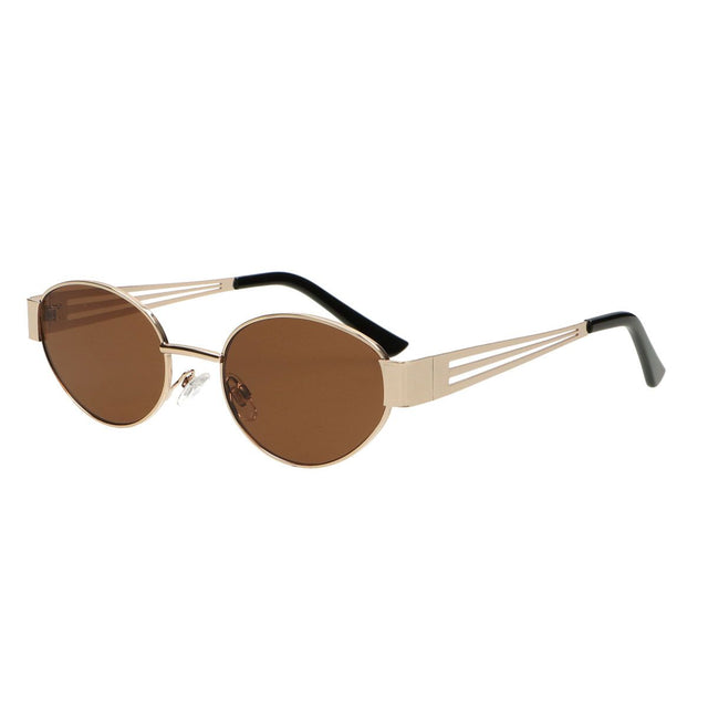 Spectrum zonnebril retro oval metaal bruin glas