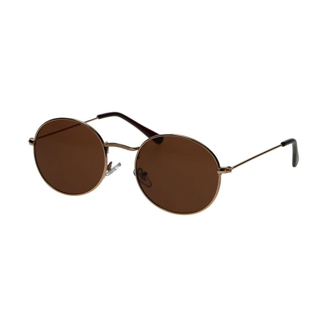 Spectrum zonnebril plat ovaal goud metaal bruin unisex