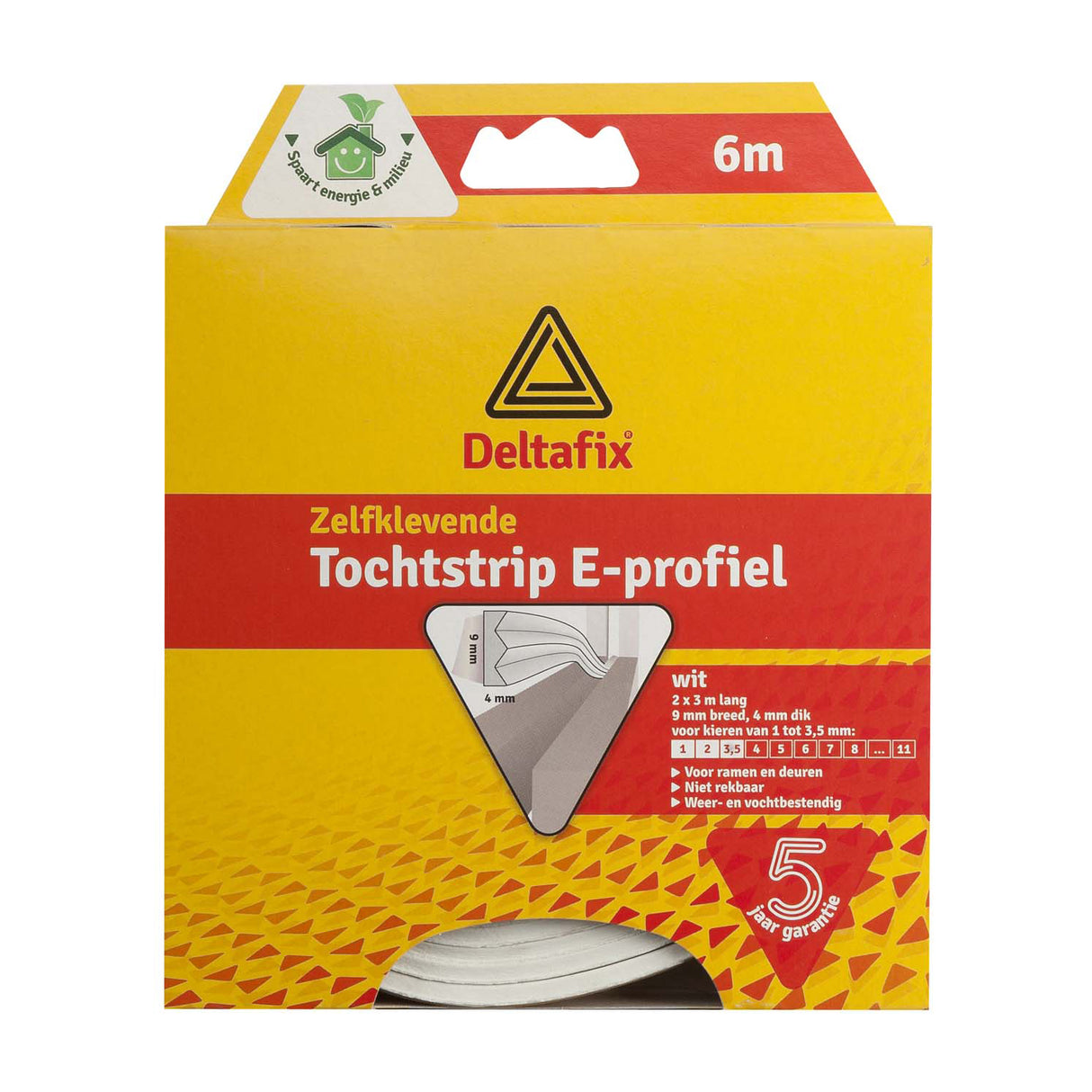 Deltafix Tochtband E-profiel 6m X 9mm 4mm wit