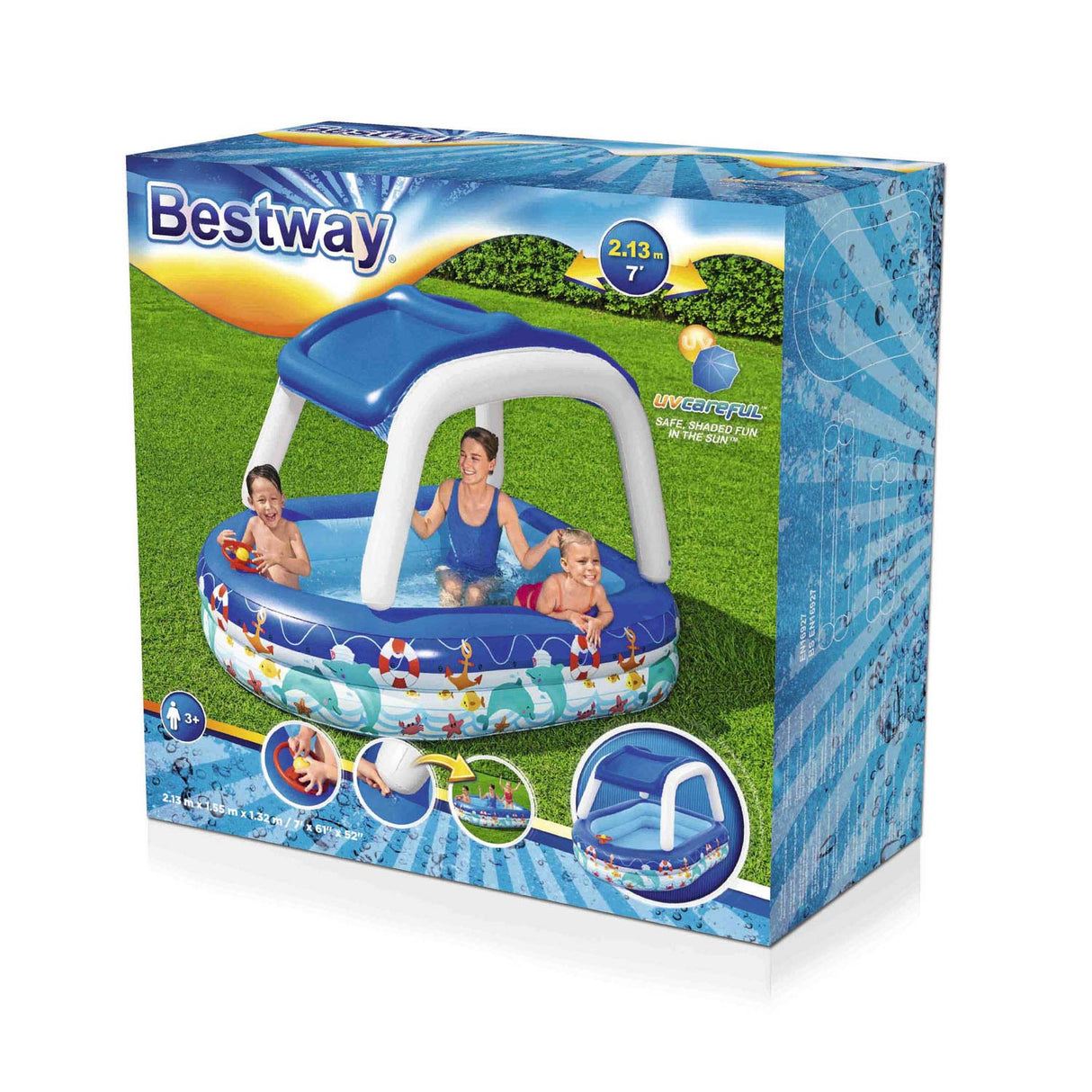 Bestway Famiezwembad avec capitaine de mer, 213x155x132cm