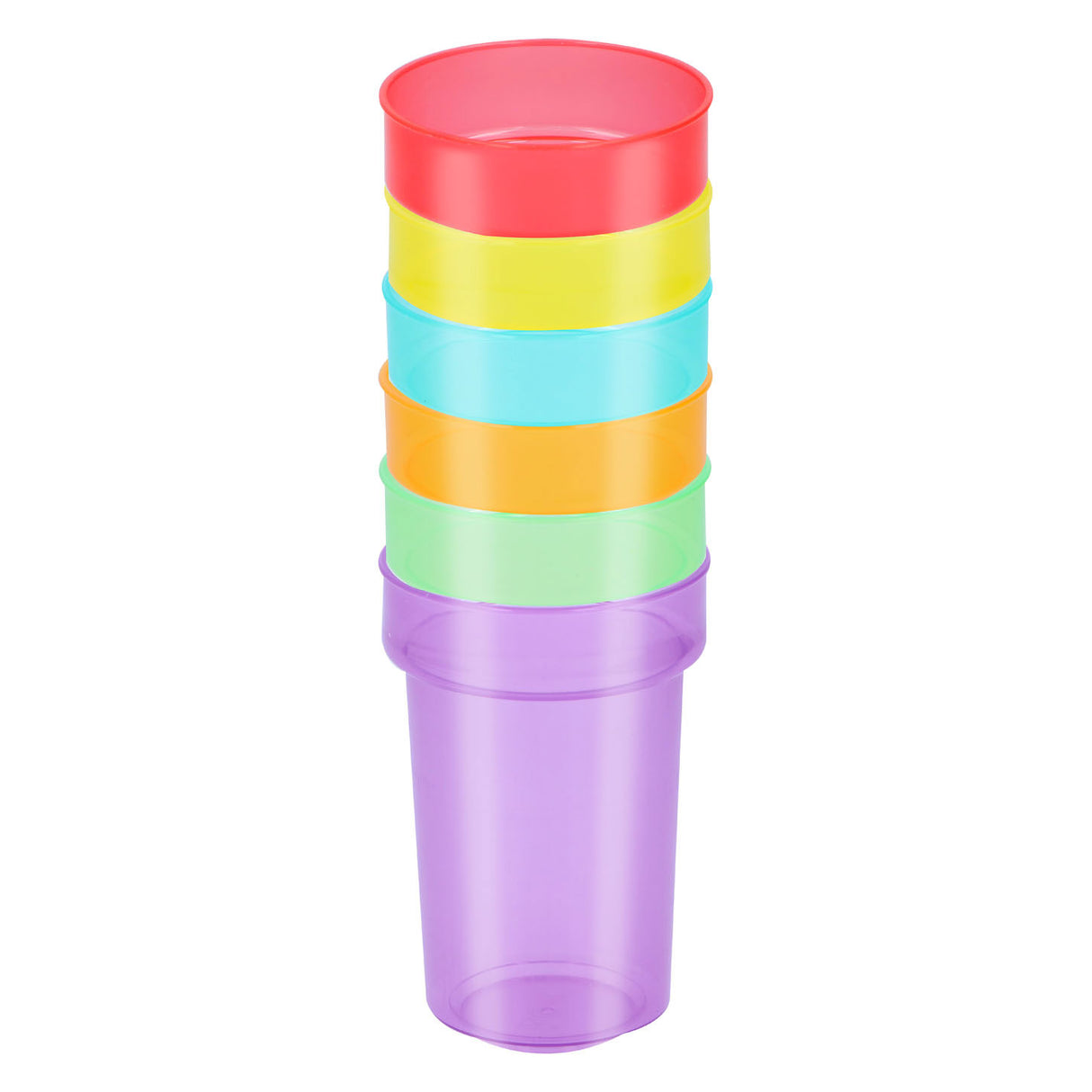 Plastic drinking cup with straw 387ml, 6st.