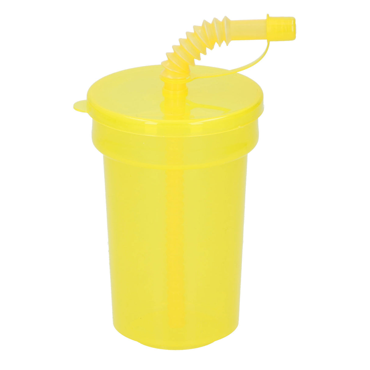 Plastic drinking cup with straw 387ml, 6st.