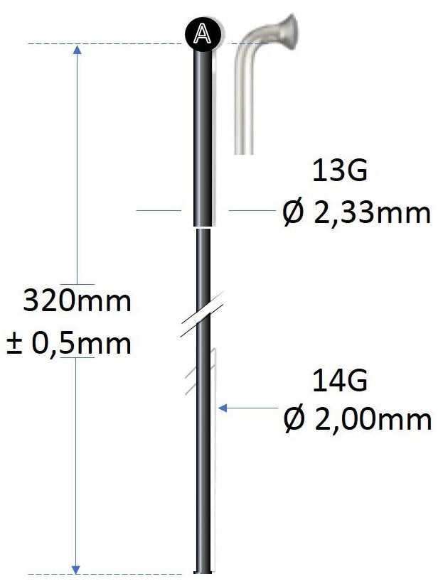 Alpina Spaak Czarna stal nierdzewna 13G 320 mm Ø2,00 mm dla maszyny do mówienia P 100