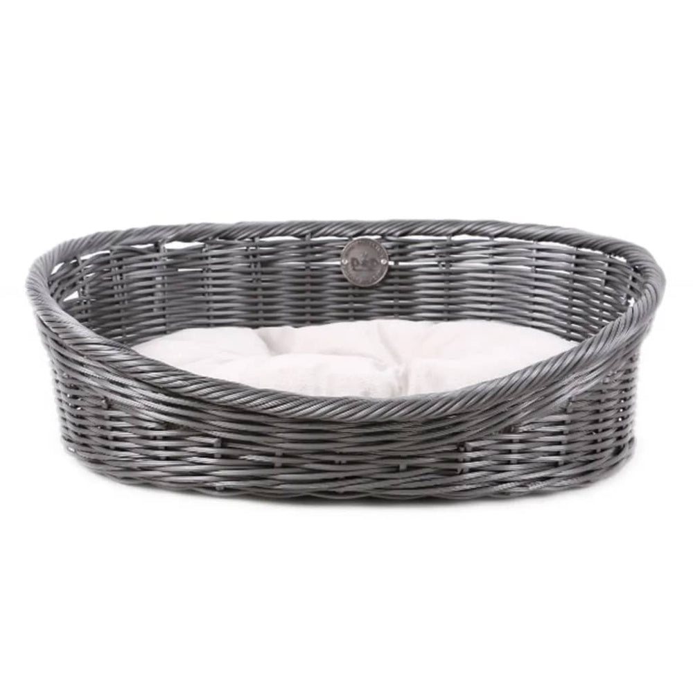 D D Huisdierenbed rustiek met kussen XL rattan grijs