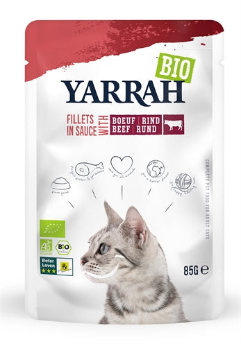 Yarrah Cat biologische filets met rund in saus