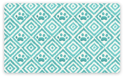 Tarhong Placemat paw ikat turquoise blauw