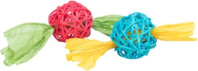 Trixie set rattan balls with paper ribbon assorti