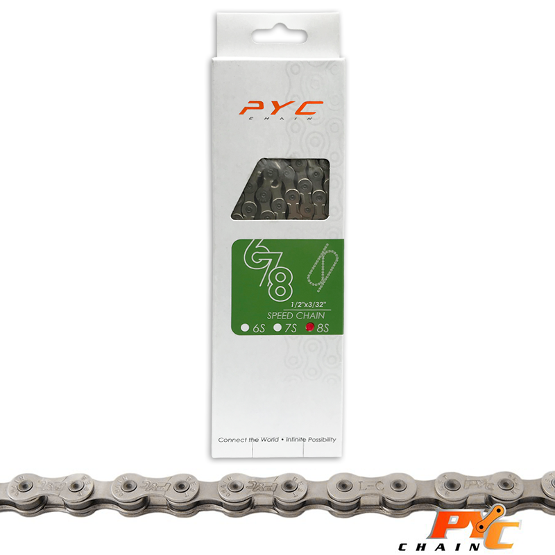 PYC bicycle chain - 8 gears - 116 links - 1 2 x 3 32 inch - durable - Shimano