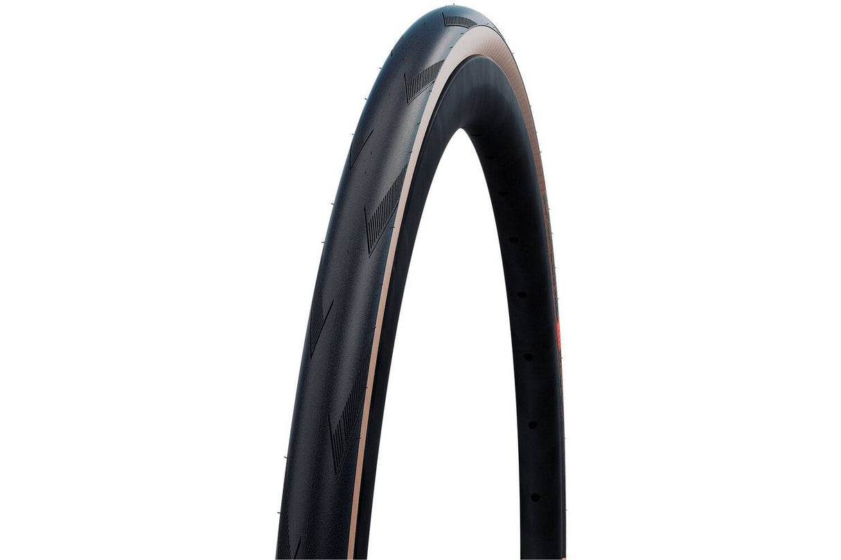 De Schwalbe Schalbe huet eng Evo super Course klappt Band transparent Haut 28x1,00