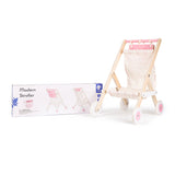 Klassisk World World Wood Poppenbuggy White Pink