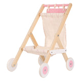 Klassisk World World Wood Poppenbuggy White Pink