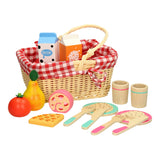 Pic wooden picnic set in carrying basket