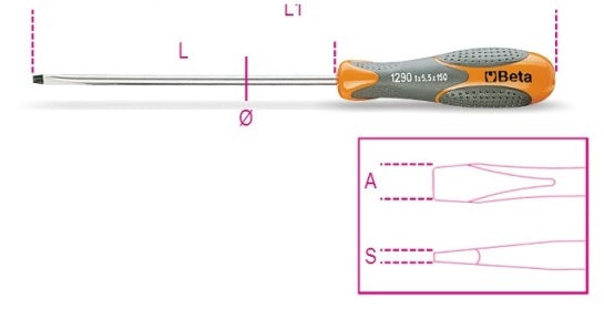 Beta 1290 Slot Screwdriver 0,6x3,5x100