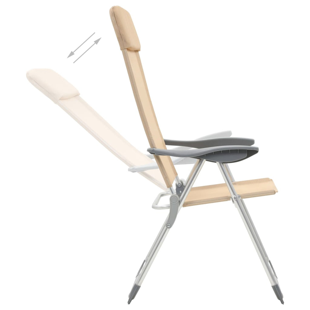 VidaXL Campingstoelen 2 st inklapbaar aluminium crèmewit