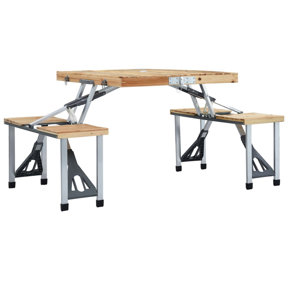 VidaXL Campingtafel inklapbaar met 4 zitjes staal en aluminium