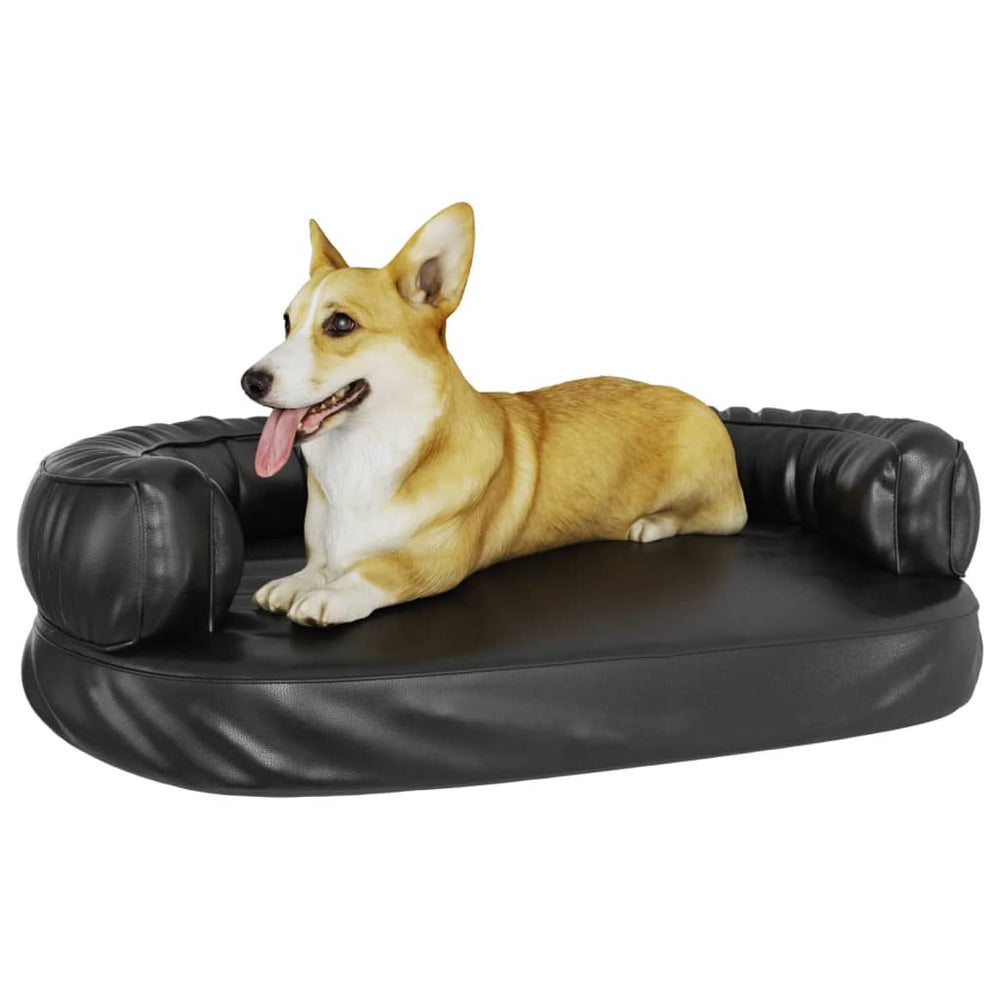 VidaXL Hondenmand met ergonomisch schuim 88x65 cm kunstleer zwart