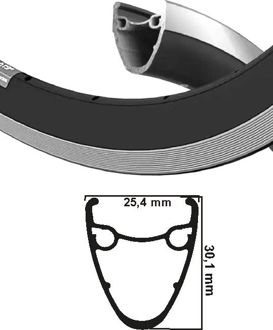 Ryde Rim Dutch 19 R 28 pulgadas (622) Plata negra 32 agujeros 14g