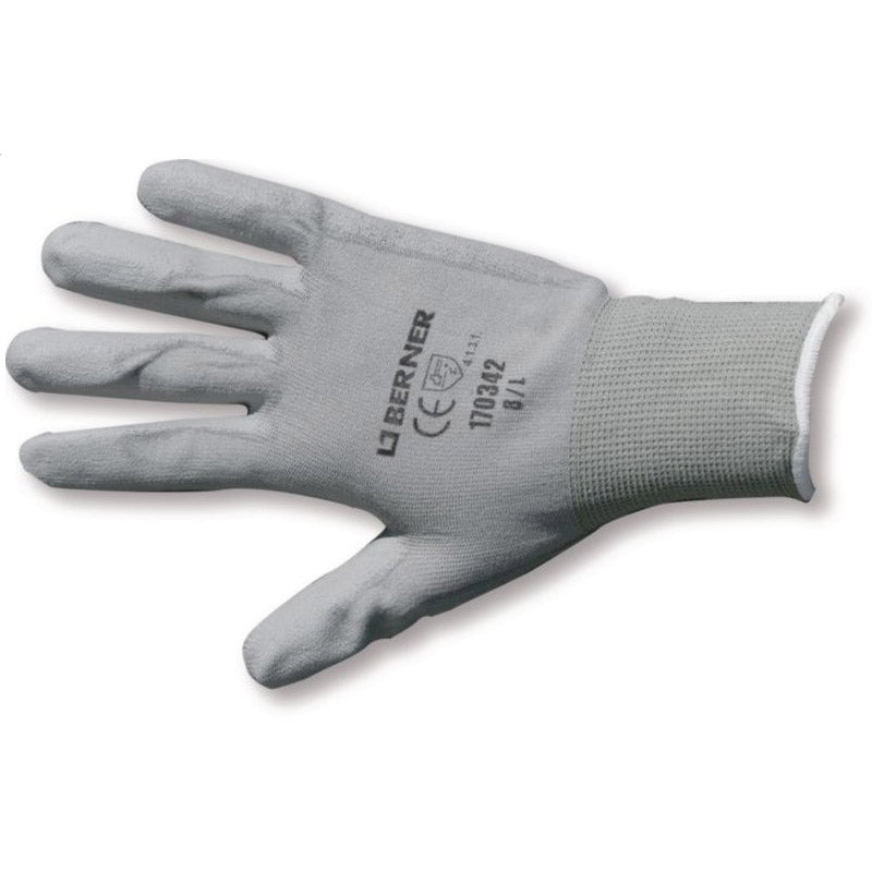 Bernese Work Glove B-Grip PU Size 9 Cat.2 Grå