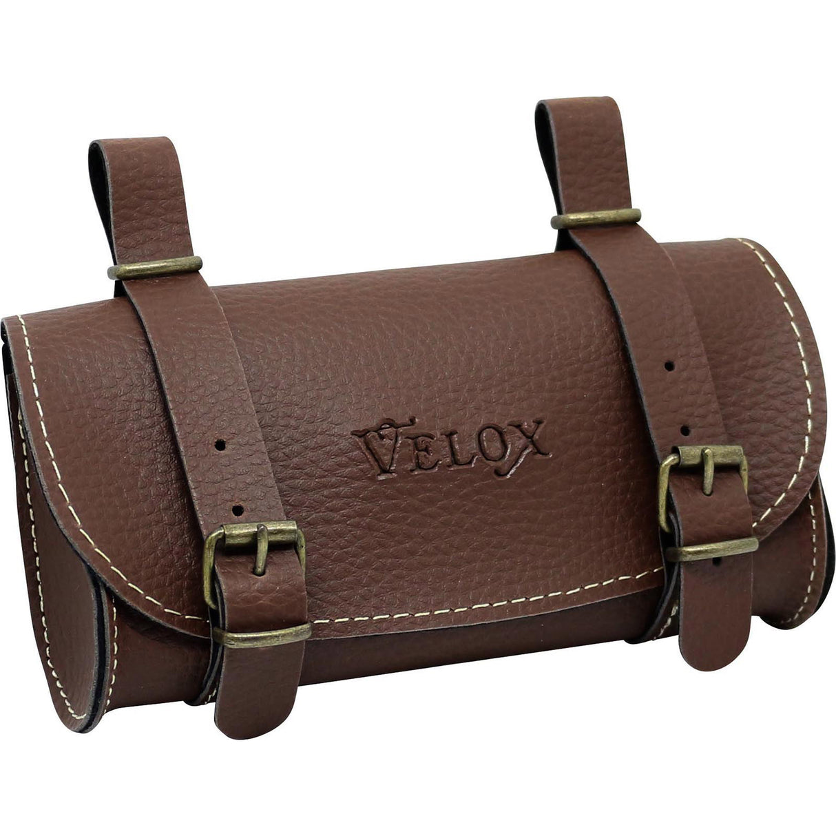 Sac de selle velox vintage en cuir skai brun foncé