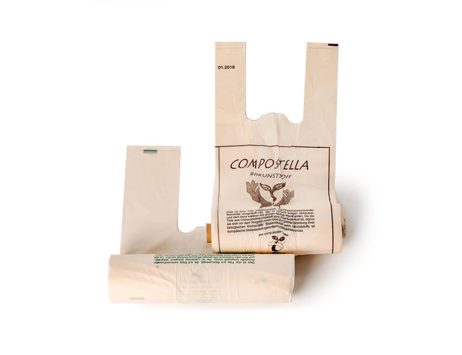 Bolsas de compras compostela bioplástica 24l 100 piezas en rollo