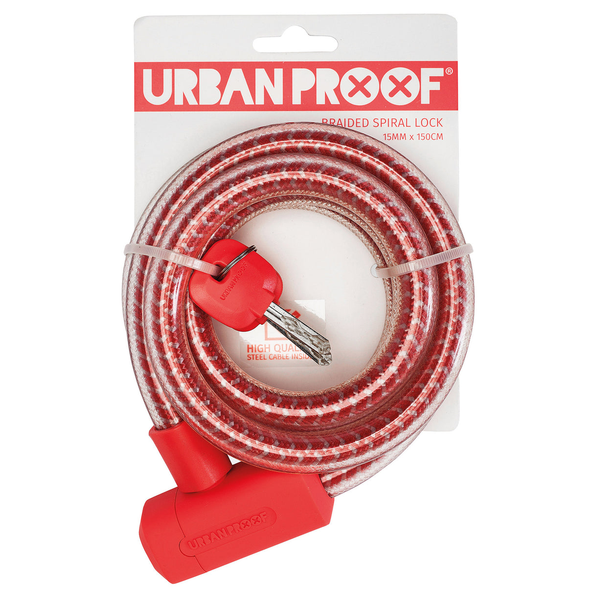 Urbanproof Cable Lock pletený 15mm 150 cm červená