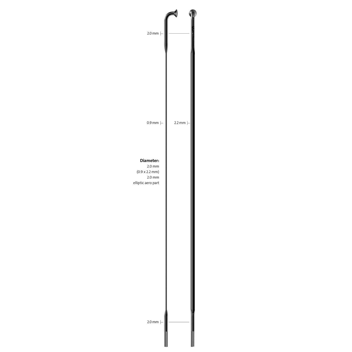 Sapim spaak 14-222 cx-ray plat zwart met nippel (20st)