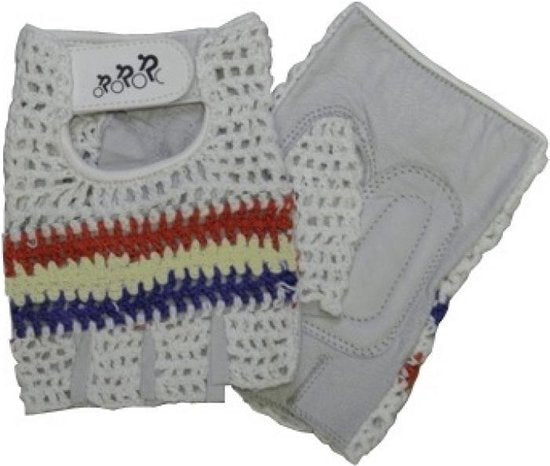 HZB Crochet Fiets Fitness Glove White Blue Red Size S