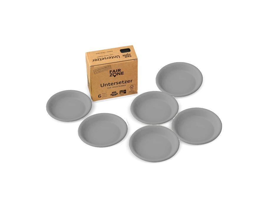 Fairzone coasters for plant pots rubber gray 6 pieces