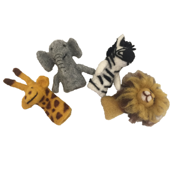 Papoose Toys Papoose Toys African Animal Finger Puppets 4PC