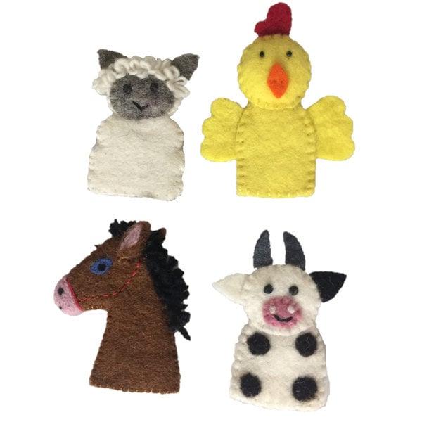 Papoose Toys Papoose Toys Farm Animal Finger Puppen 4pc