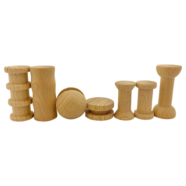 Papoose Toys Papoose Toys Mini Natural Spool Set 7pc