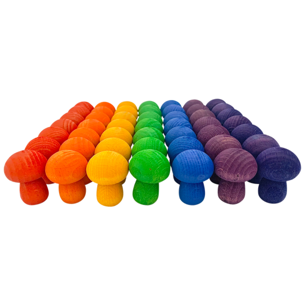 Papoose Toys Papoose Toys Mini Rainbow Mushroom 49pc